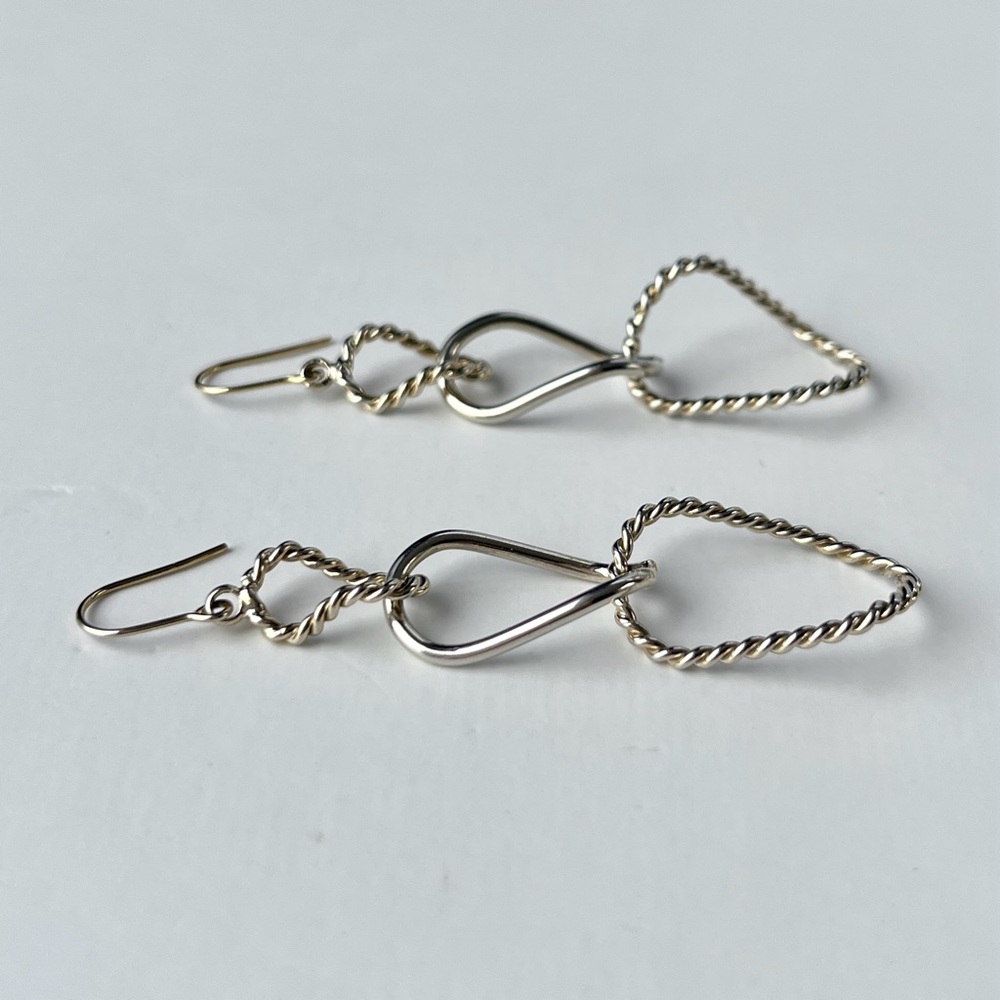 Mixed Texture Triple Loop Drop Earrings - image 4
